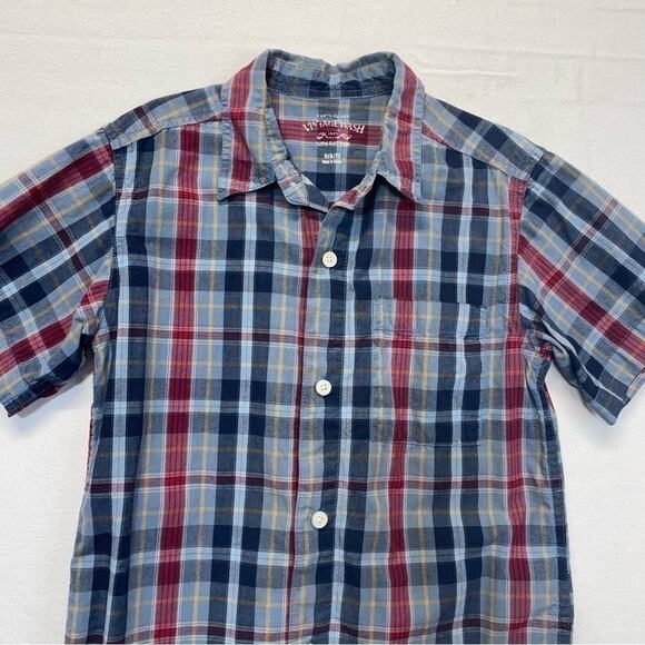 Faded Glory Plaid Button Down Shirt Short Sleeves Blue Red boys Size Small 6-7 - Picture 2 of 6